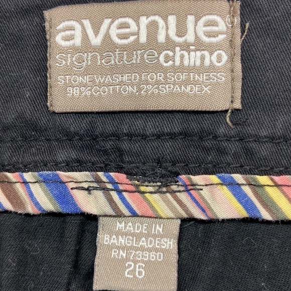 Avenue Signature Chino Black Shorts Stonewashed for Softness Cotton Blend Sz 26 - Picture 4 of 6